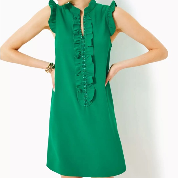 Lilly Pulitzer Adalee Shift Dress Fiddle Leaf Green 12 - Picture 1 of 7